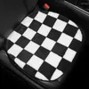 Car Seat Covers Winter Plush Interior Cushion Creative Chessboard Universal Lattice Warm Black And White Decoration