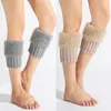 Knee Pads Women Knitted Leg Warmer Winter Warm Fur Socks Crochet Boot Cuffs Stockings Short Toppers Sleeve