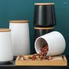 Storage Bottles Ceramic Jar Tea Canister Airtight Kitchen Container Food Tank Black And White Bottle Set