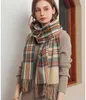 5PCS winter woman wool spinning scarf ladies double-faced Multicolored gingham checks kerchief man 70X180cm Scarves female shawl thickened warm fringe neck