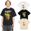 Herrkläder Los Angeles Fashion Rhude Summer Harajuku Street Hip Hop Alfabet Print Bottom Top Loose Short Sleeve T-shirt