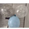 Decorazione per feste Palloncino natalizio da 12 pollici Stampato fiocco di neve bianco Disposizione dorata trasparente