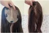 15X16cm Base de peau supérieure en soie Topper de cheveux européens Femmes Toupet Postiche humaine vierge chinoise avec 4 clips dans le cuir chevelu naturel Superposition supérieure Séparation libre brun noir