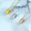 Łańcuchy moda marka czysta 925 srebrna koralika okrągły cylinder naszyjnik pełen kamiennych kobiet luksusowy biżuteria akcesoria