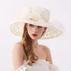 Copricapo 2022 Royal Gold Wedding Hat Flower Bride Pieghevole Mesh Beach Viola Estate Garza Formale