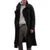 Men's Wool Blends Retro Blends Winter Coat Men Long Trench Casual Brown Warm Wool Coat Streetwear Trench Jacket Outerwear Blends Coat Drop 221208