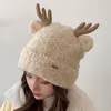 Christmas Winter Thick Warm Antler Hat Beanie Wool Knitted Snow Ski Earflap Cap Bomber Hat Women Girl Bonnet Hats Gift