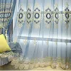 カーテンウィンドウトリートメントヨーロッパの青い濃厚なシェニール刺繍寝室カーテンエレガントな豪華な繊細な繊細な断熱カーテン221208
