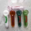 Derniers tuyaux en verre de tabac concombre main Heady Pyrex cuillère Bongs huile ongles fumer tuyau épais 7 couleurs 4.0 pouces