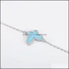 Charm Bracelets S925 Sier Pendant Bracelet With Blue Butterfly Shape In Two Colors Plated And Rhombus Clasp For Women Wedding Jewelr Dh4Zu