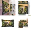 Ensembles de literie 3D Linge de lit Loup Couette Er Ensemble Animal Imprimé Simple Twin Fl Queen King Euro Couette Avec Taies D'oreiller Drop Delivery Home Dhobv