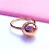 Klusterringar 585 Purple Gold 14K Rose Round Beadrings för kvinnor som öppnar tredimensionell design Shiny Charm Jewelry Mothers Day Gift
