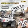 Electric/RC Car Yigong Kids Simulation 11 Channel Alloy Remote Control Excavator Toy Electric Engineering Gift 221209