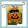 Bandiere per striscioni Decorazioni per il Ringraziamento Bandiera da giardino Halloween Doppia stampa Zucca appesa Decorazione per feste a casa Benvenuto 47X32 cm Goccia D Dhvwo