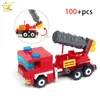 Blocks HUIQIBAO 348pcs Fire Fighting 4in1 Trucks Car Helicopter Boat Building City Firefighter Figures Man Bricks Children Toys 221209