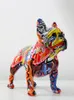 Decorative Objects Figurines Creativity Modern Art Colorful French Bulldog Statue Wholesale Graffiti Office Dog Home Decor Crafts 221208