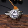 Bride Zircon Round Diamond Rings for Women Bling Promise Engagement Wedding Ring Fine Fashion Jewelry