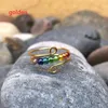 Neu im Regenbogen Perlen Ring Offener Manschetten Verstellbares rotierende Anti-Stress-Angst Angst farbenfrohe Perlen Fingerschmuck Geschenke für Mädchen Tochter Frauen Großhandel 9319829