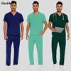 Lab Clinical Workwear Scrub Coat Unisex Nursing Uniform Medical Clothes Opening-Workwear Spa Uniform Dentistry Suit Surgical Set