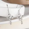 Dangle Earrings 925 Sterling Silver Drop For Women Flower 6-12mm Round Bead Or Pearl Semi Mount Hook Crystal Wholesale