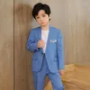 Set di abbigliamento Abiti formali per bambini Set Autunno Bambini Ragazzi Blazer blu Abiti Uniforme scolastica per adolescenti Costume Pinao Performance 14 anni