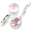 Dangle Earrings 32x11mm 5.5g 925 Solid Sterling Silver Real Blue Sapphire Created Pink Tourmaline Kunzite Cz Daily Wear