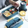 Dinnerware Sets Safe Material Sturdy Microwave Square Insulation Lunch Box Stainless Container Leak-proof For Worker