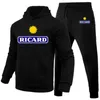 Herrspåriga Ricard Winter Clothing Men Set Printing Hoodie Set Fleece Sweatshirt Casual Sport Sweatpants Mens 221208