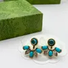 2022 Новые серьги моды Aretes Orecchini Двойной буквы Crystal Gemstone Brand Designer серьги для женщин любителей вечеринок 231s