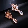 Boucles d'oreilles Marquise en cristal, fleur, goutte d'eau, en pierre, zircone brillante, bijoux élégants pour bal de mariage, Aretes