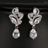 Boucles d'oreilles Marquise en cristal, fleur, goutte d'eau, en pierre, zircone brillante, bijoux élégants pour bal de mariage, Aretes