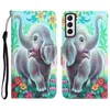 Läderplånboksfodral för Samsung S23 PLUS S22 Ultra S21 A14 A33 A53 A73 A13 5G A23E A04S Blomma fjärilstryck Cat Tiger Bow Cartoon Kortplatshållare Flippåsar Skydd