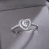 Romantico amore cuore zircone anello di diamanti fascia sposa fidanzamento fedi nuziali per le donne ragazze moda gioielleria raffinata