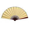 Party Favor Grote 33 cm Opvouwbare Fan Zwart Wit Doek Houten Hand Fans DIY Craft Art Planten Ornamenten mannen Outdoor Handfan SN476