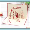 Gru￟karten 100pcs Weihnachten 3d Pop -up Merry Serie handgefertigte individuelle Weihnachtsgeschenke Souvenirs Postkarten SN3505 Drop Lieferung Home Gard Dhog2