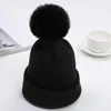 winter kids cap warm knit baby beanie pom poms wholesale toddler beanies hats 1-2-5 Years Old children fur ball hat wool acrylic knitted cuffed caps