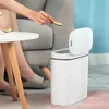 Waste Bins 14L White Smart Sensor Trash Can Automatic Induction Kitchen Bathroom Living Room Garbage Narrow Toilet with Lid 221208