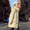 Parkas pour femmes Dames Hiver Brillant Mi-Longueur Vers Le Bas Veste Streetwear Coréen Lâche À Capuche Chaud Blanc Canard Vers Le Bas Harajuku Parka Manteau L564 221208