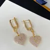 With BOX Quality Luxury Stud Hoop Earrings 18K Gold Plated Pearl Drop Earring Heart Design Women Brand Studs Month's Gift