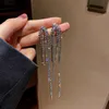 Long Tassel Crystal örhängen för kvinnor Bijoux Shine Geometric Rhinestone Dingle Earrings Weddings smycken Tillbehör