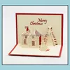 Gru￟karten 100pcs Weihnachten 3d Pop -up Merry Serie handgefertigte individuelle Weihnachtsgeschenke Souvenirs Postkarten SN3505 Drop Lieferung Home Gard Dhog2