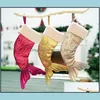 Kerstdecoraties pailletten zeemeermin staart kousen cadeau wrap kinderen candy tas boom ornament home party decor groot formaat kerstcadeaus dr. Dhlre