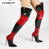 Laarzen 2022 Zwart sexy over de knie dames hoge hakken dames dijveer leerschoenen