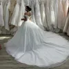 فساتين زفاف لؤلؤة لؤلؤة تول كنيسة القطار Vestido de Noiva حبيب