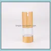 Förpackningsflaskor 15 ml/30 ml/50 ml Klar transparent vakuumlotion Plast Bambu kosmetisk luftlös flaskemsion Press pump container dr dhdah