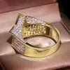 HIP HOP BLING BLING Iced Out Cool Boy Mens Star Shape Ring Gold plaqué CZ CUBIC Zirconia Bling Hiphop Rings pour Men312i261a