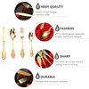 Столовые наборы Set Vork Forks Spoon Dessert Dessert Dessert Fruitflatware Подарочная посуда Год столовые приборы сахар из нержавеющего золота винтажный стейк цветочный