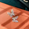 Brincos dangle Big Butterfly Zircon 3 peças anel de colar de colar de jóias de ouro branco preto de alta qualidade com zircões brilhantes