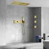 Pommeau de douche LED avec son de musique, 4 fonctions, affichage numérique, mitigeur de douche thermostatique, ensemble de douche Double