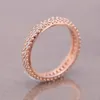 Rose Gold Elegant Pave Band Ring with Original Box for Pandora Real Sterling Silver CZ Diamond Wedding Party Rings For Women Girls Engagement Jewelry Set